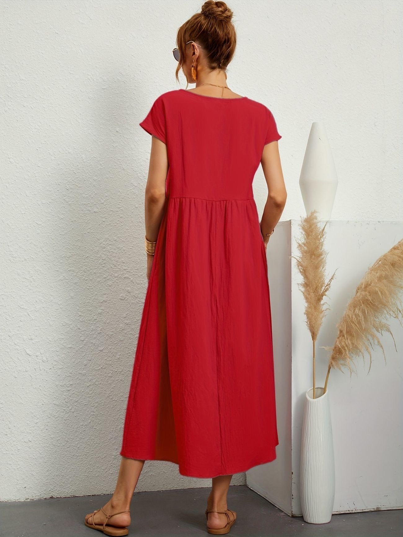 Manon - Robe Longue Décontractée Manches Courtes Femme