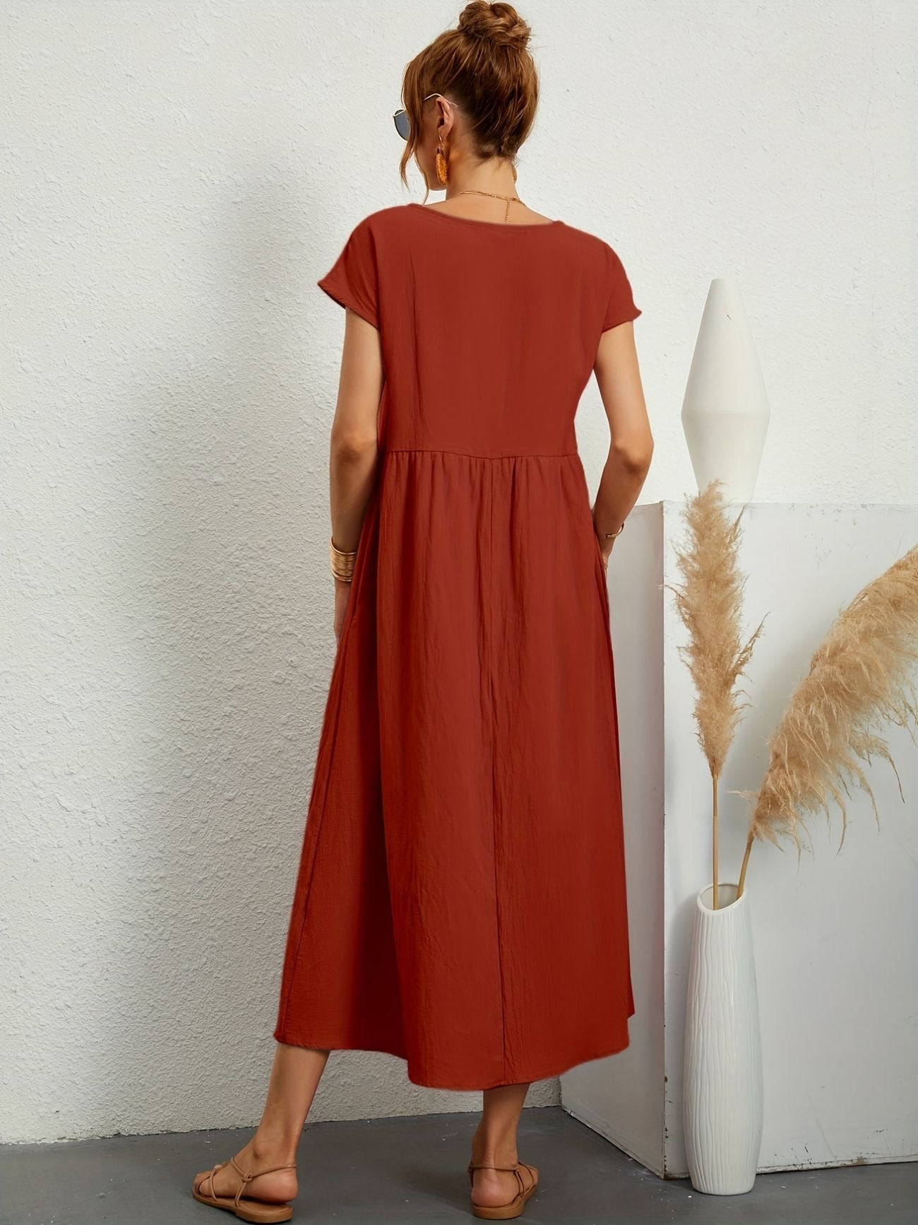 Manon - Robe Longue Décontractée Manches Courtes Femme