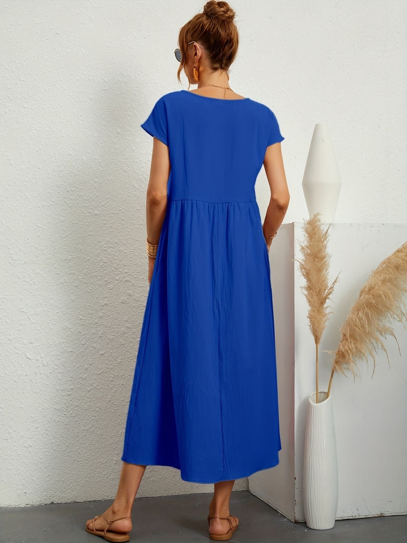 Manon - Robe Longue Décontractée Manches Courtes Femme
