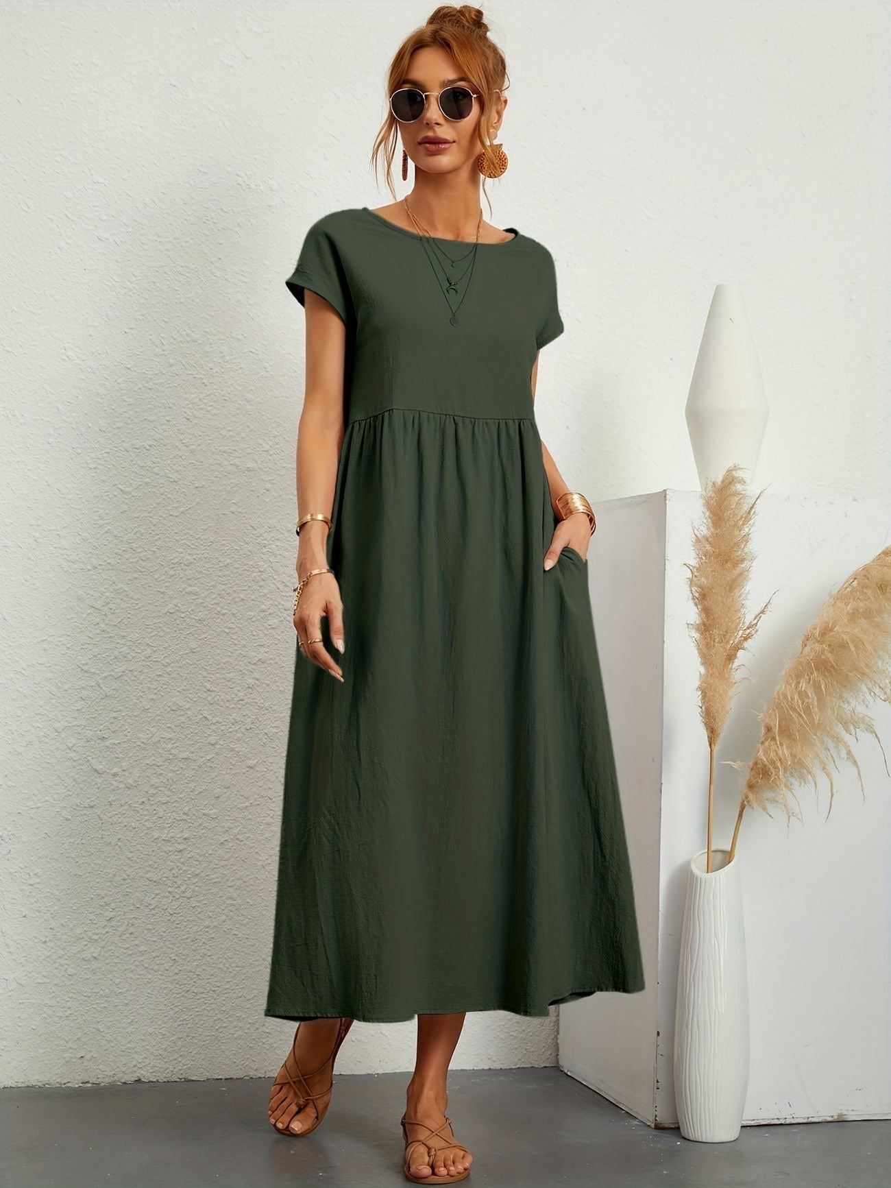 Manon - Robe Longue Décontractée Manches Courtes Femme