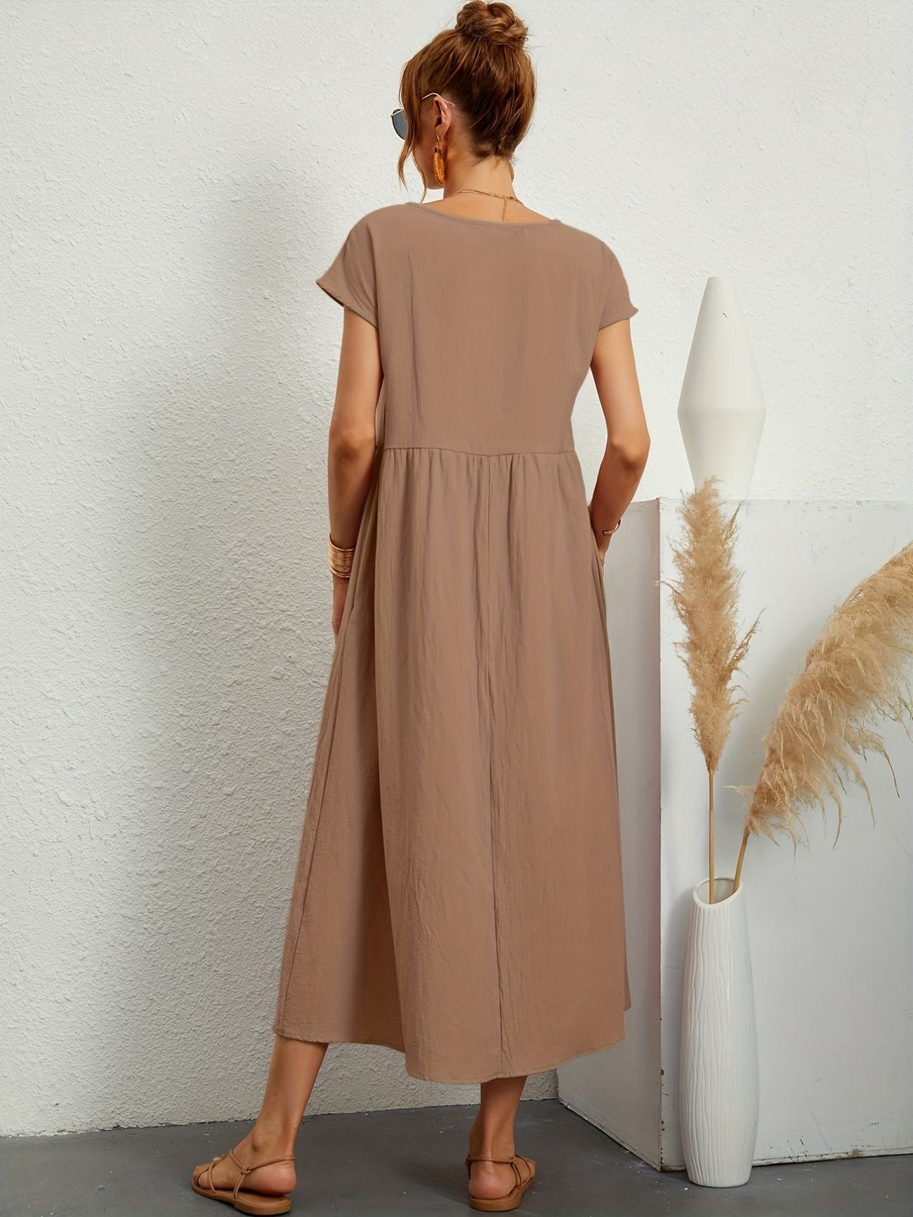 Manon - Robe Longue Décontractée Manches Courtes Femme