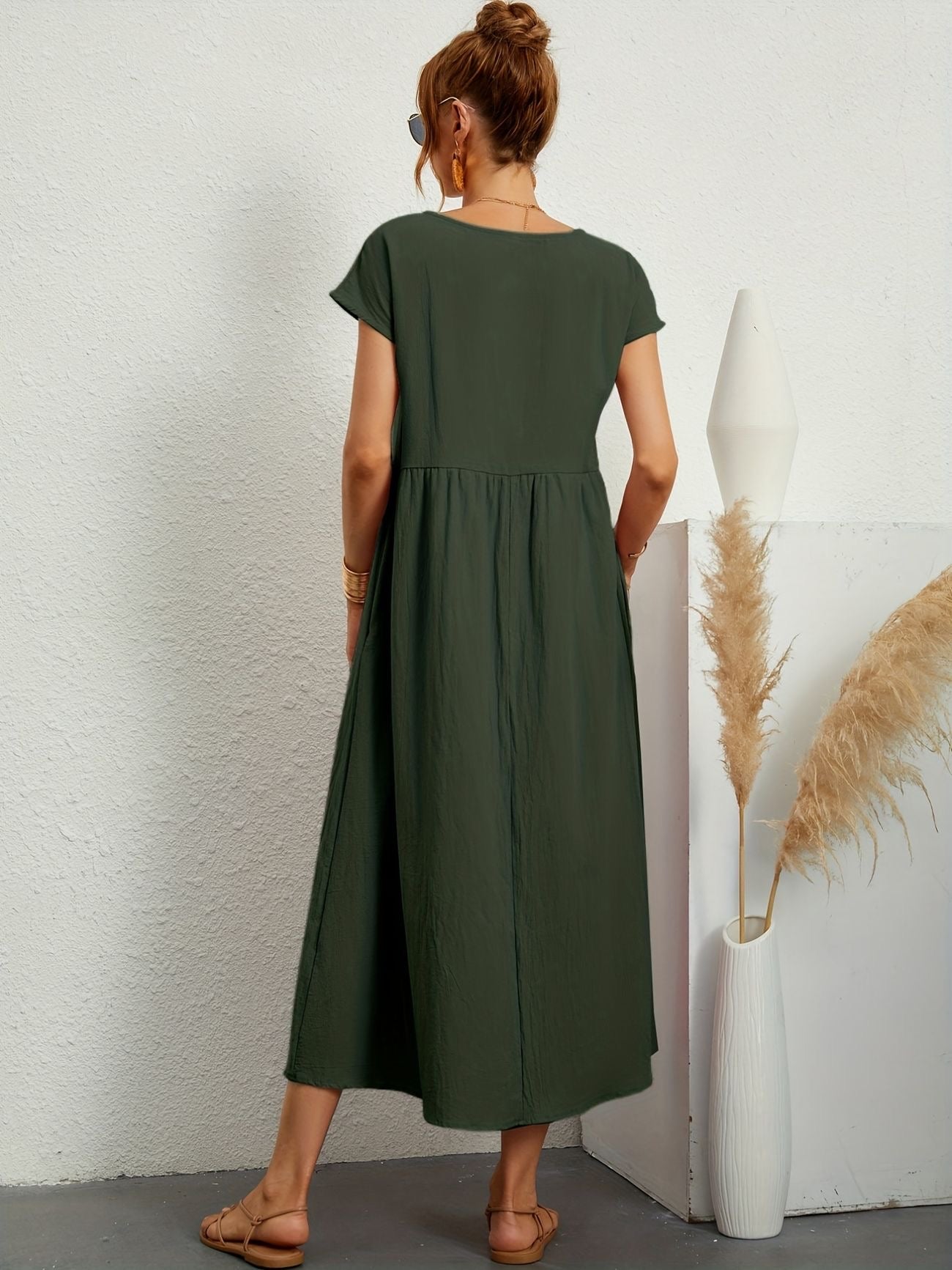 Manon - Robe Longue Décontractée Manches Courtes Femme