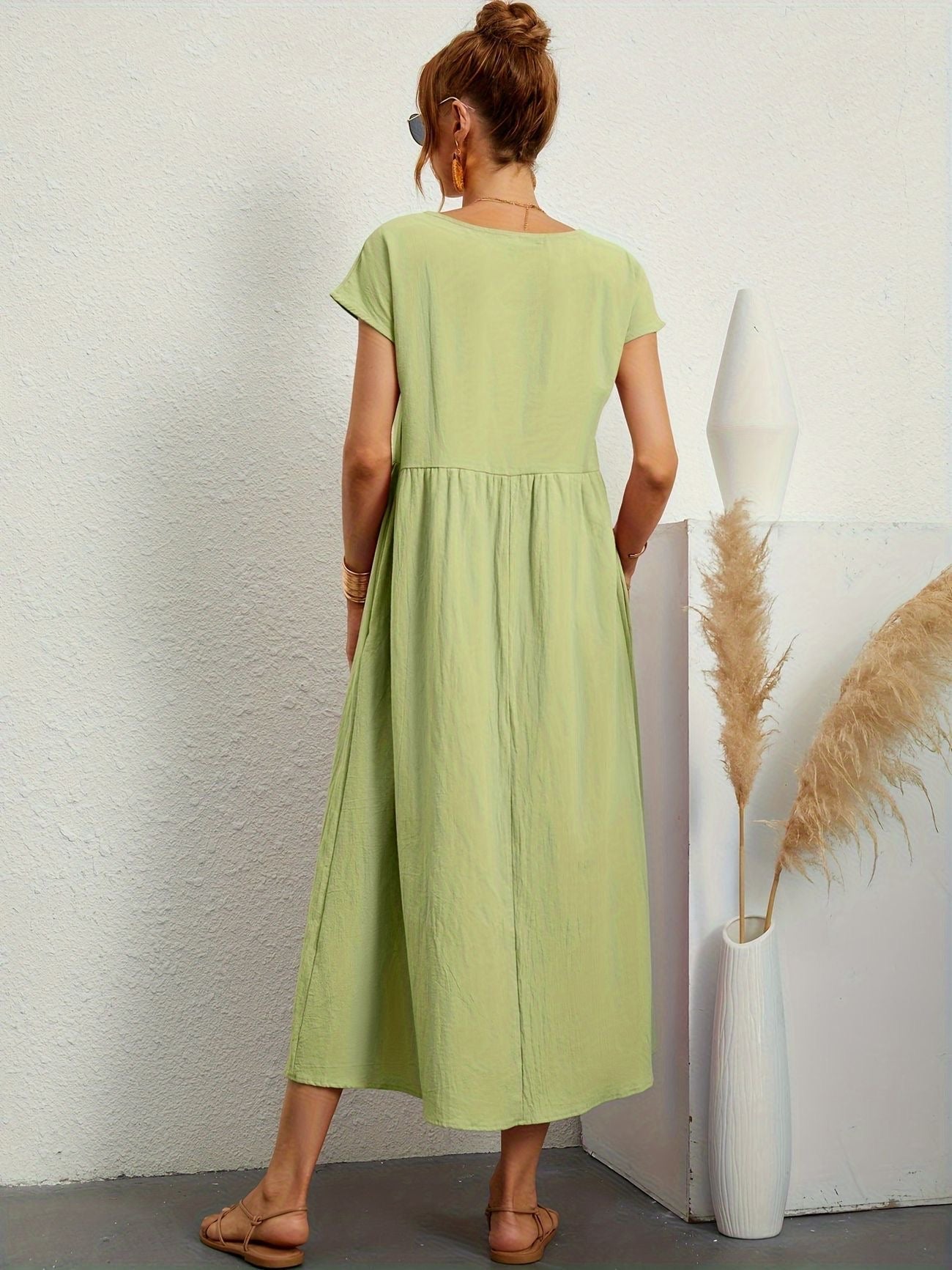 Manon - Robe Longue Décontractée Manches Courtes Femme