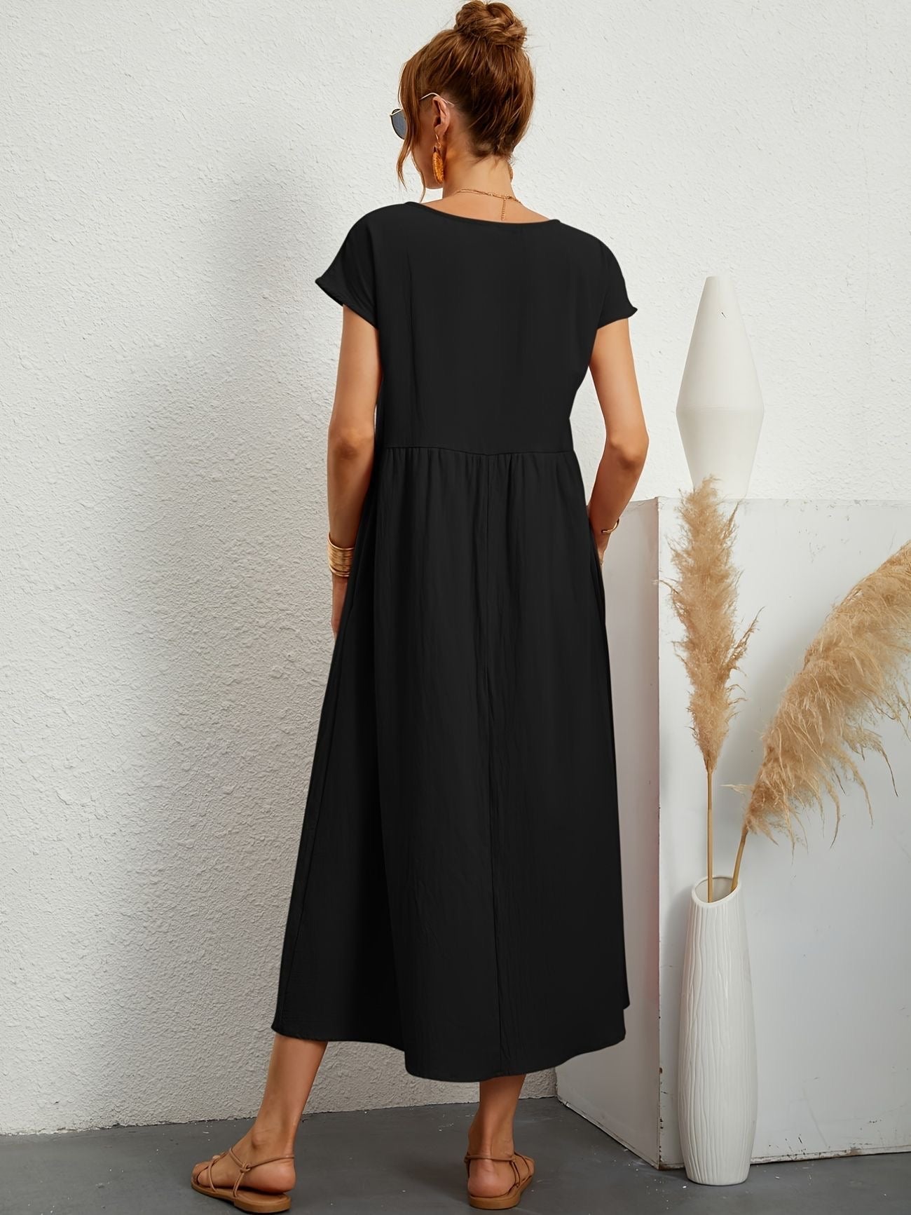 Manon - Robe Longue Décontractée Manches Courtes Femme