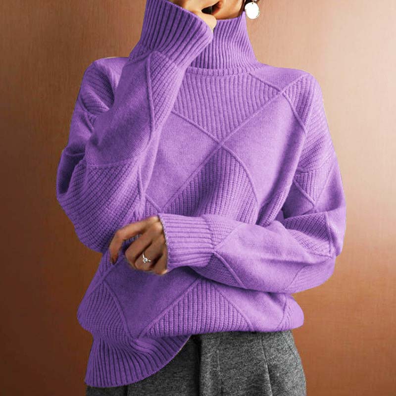 Émilie - Pull Élégant Oversize Col Roulé