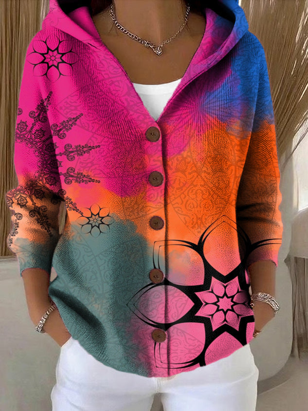 Camille - Cardigan Chic Imprimé à Capuche