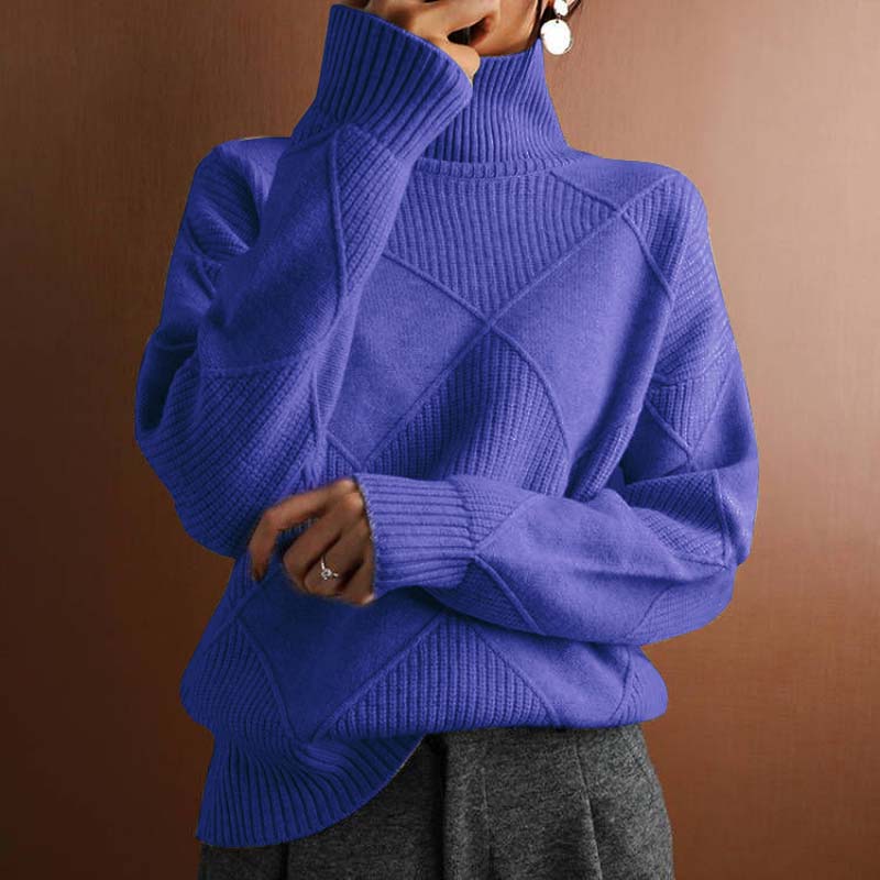 Émilie - Pull Élégant Oversize Col Roulé