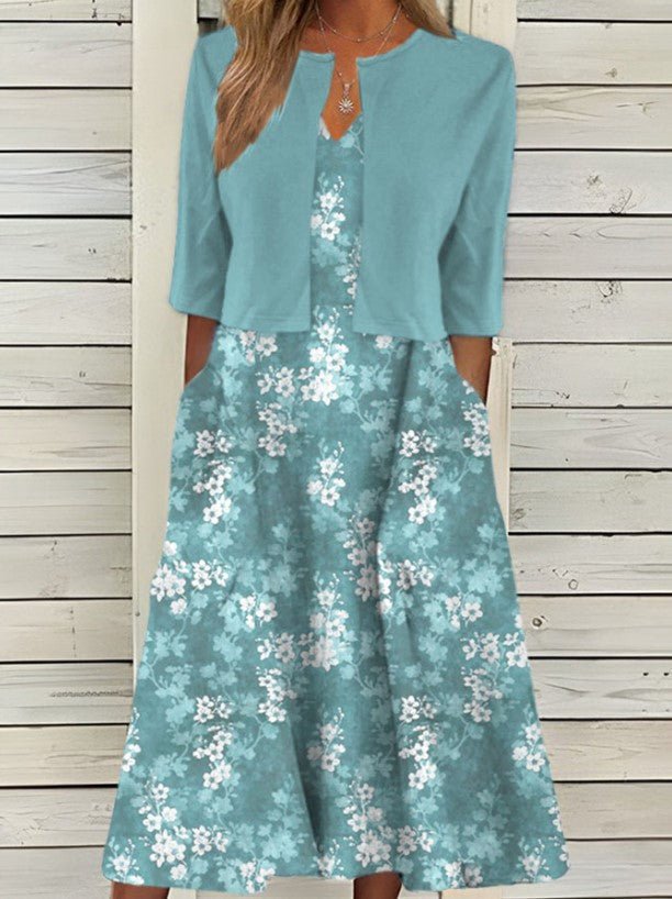 Sophie - Robe Deux Pièces Avec Boléro Fleurie Femme