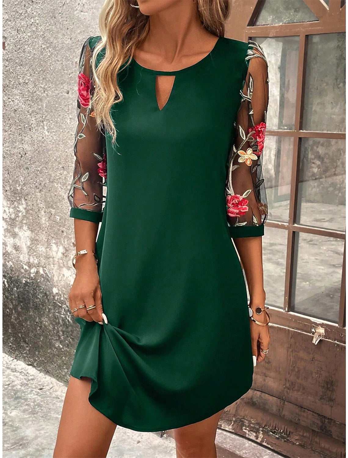 Anaïs - Robe Tunique Chic Manches Brodées Femme