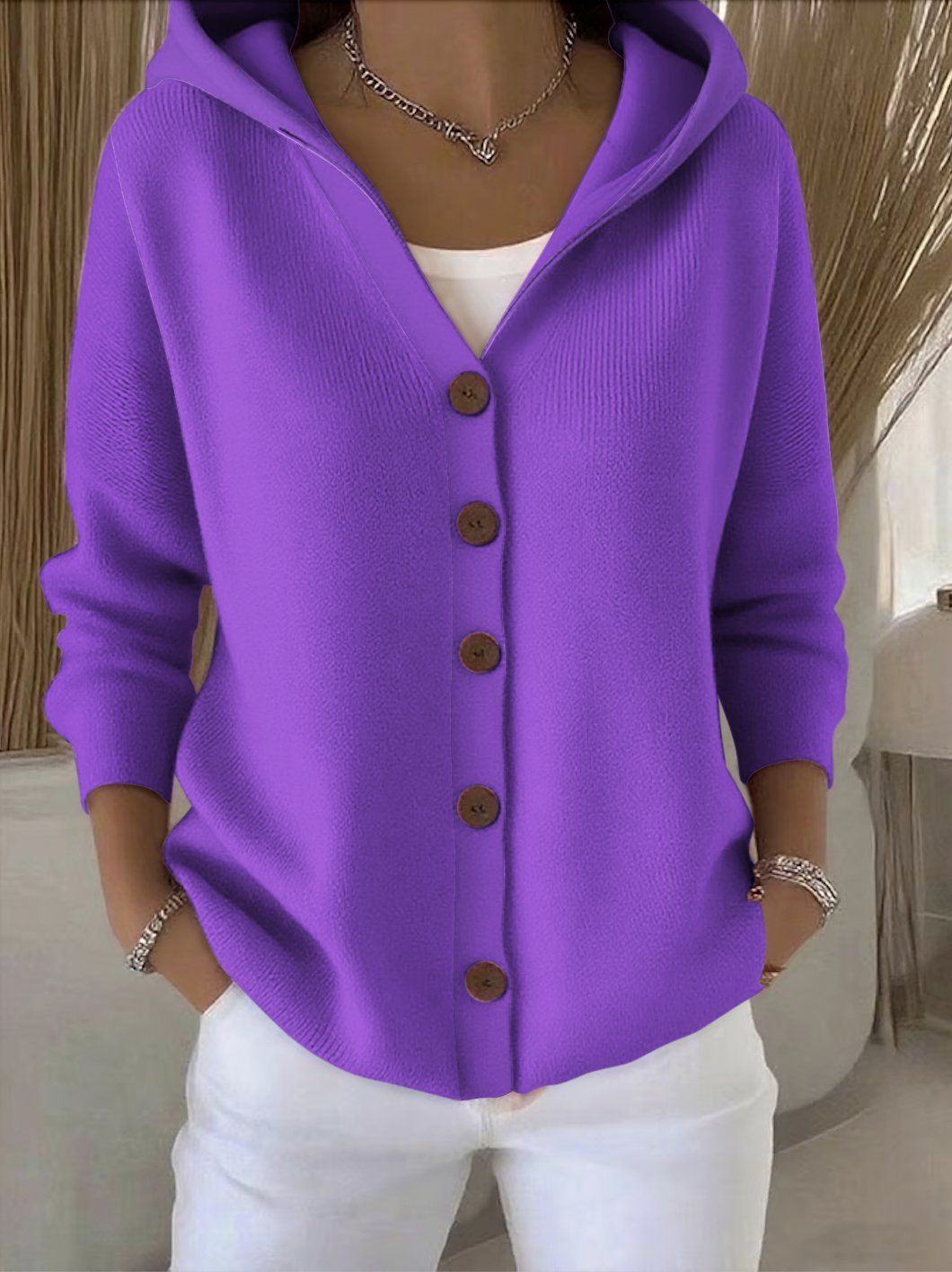 Camille - Cardigan Chic Imprimé à Capuche