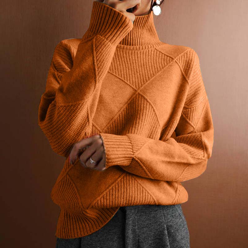 Émilie - Pull Élégant Oversize Col Roulé