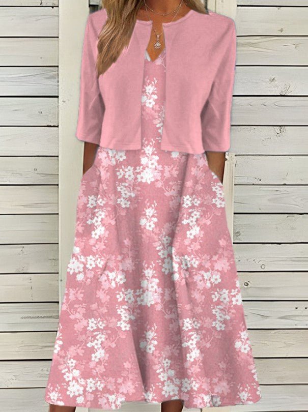 Charlotte - Robe Midi Fleurie Élégante