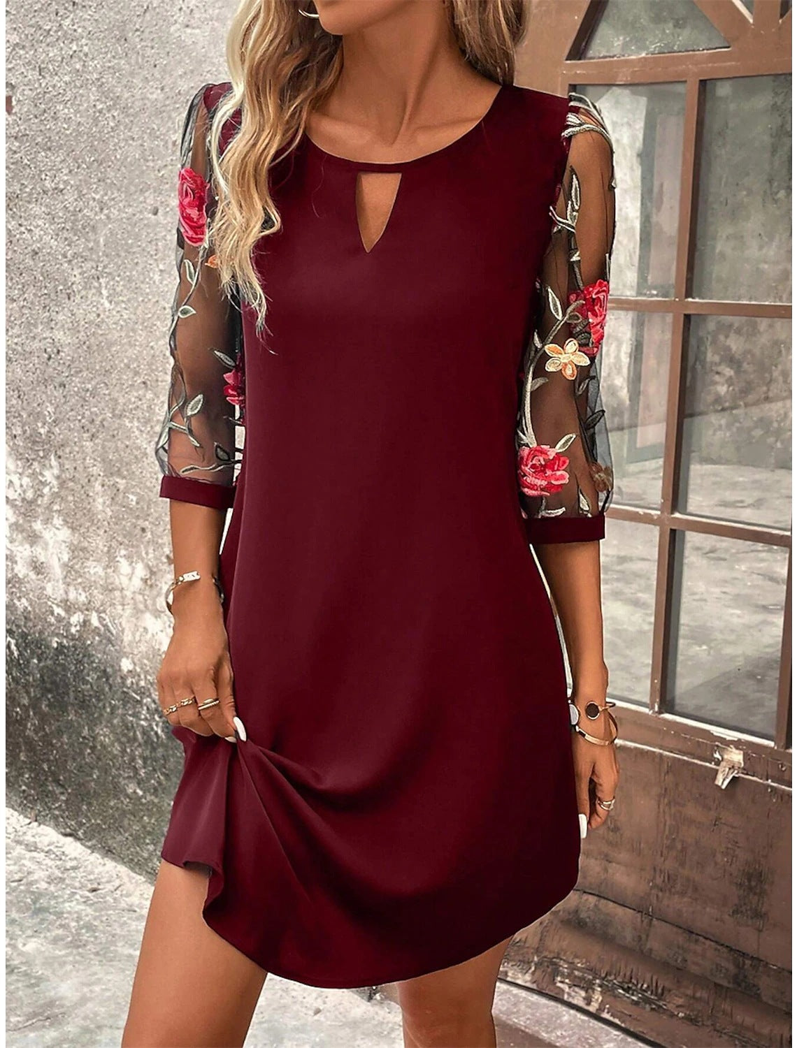 Anaïs - Robe Tunique Chic Manches Brodées Femme