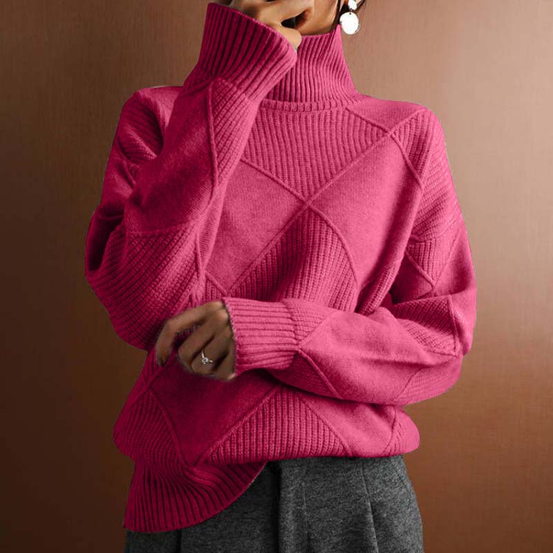 Émilie - Pull Élégant Oversize Col Roulé