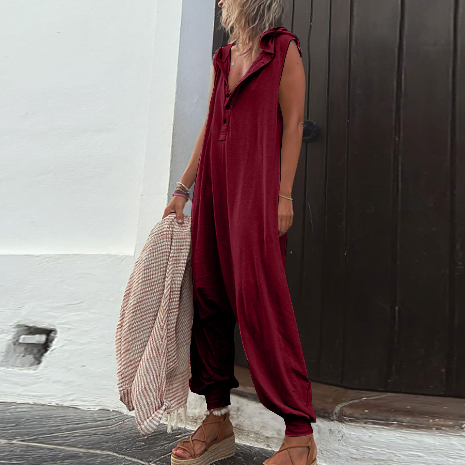 Boutique - Combinaison d'été Boho Décontractée et stylée avec imprimé estival