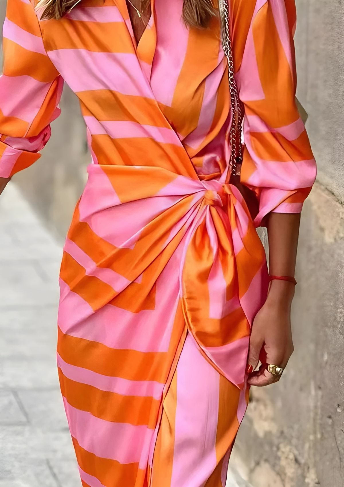 Marine - Robe Portefeuille Femme Rayée