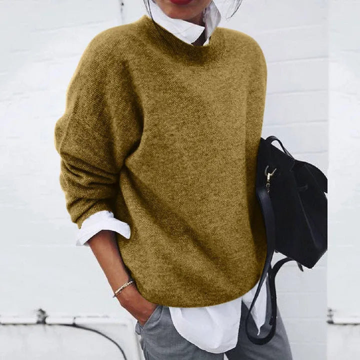 Camille - Pull Élégant Oversize Col Montant