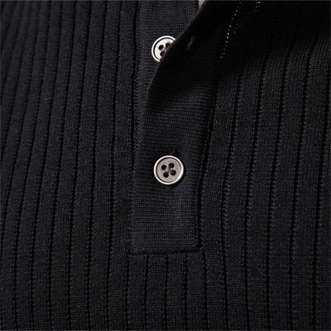 Laurent - Pull Élégant Côtelé Col Montant