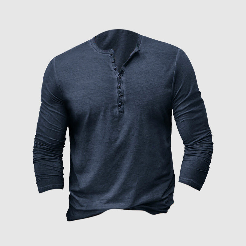 Luca - T-shirt Henley Manches Longues Décontracté Homme