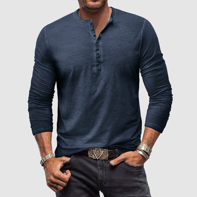 Luca - T-shirt Henley Manches Longues Décontracté Homme