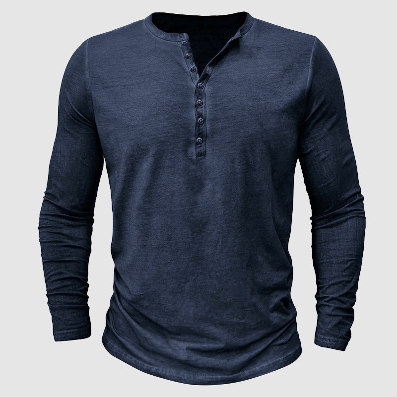 Luca - T-shirt Henley Manches Longues Décontracté Homme