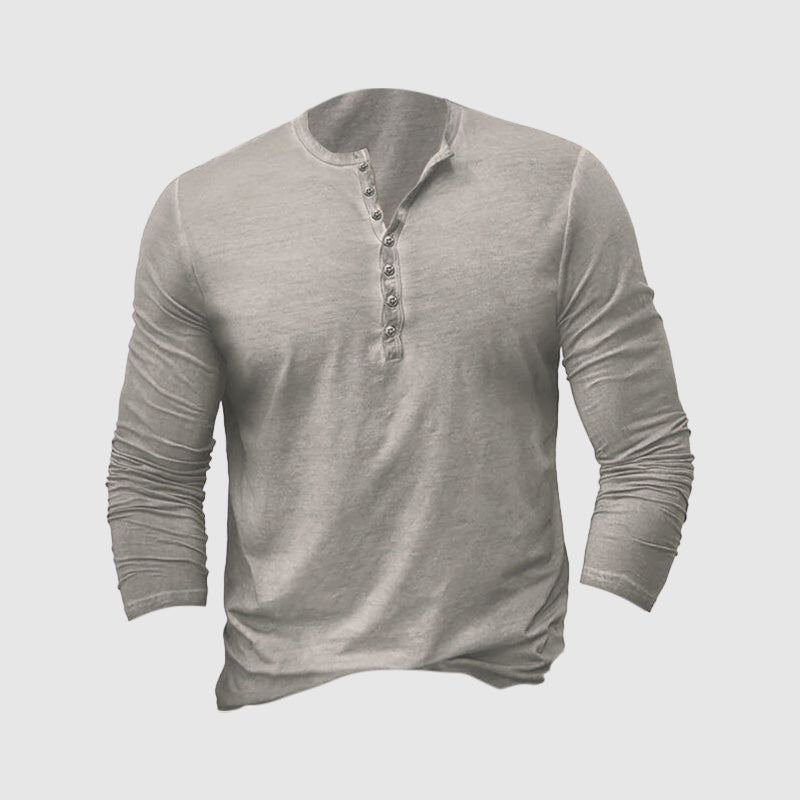 Luca - T-shirt Henley Manches Longues Décontracté Homme