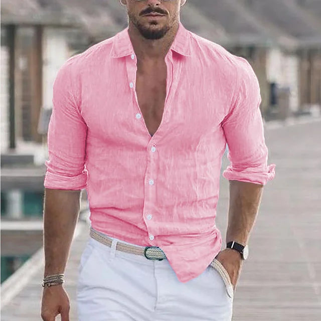 Image variante pour Sander - Chemise en Lin pour Hommes - Respirante - Style Décontracté-19
