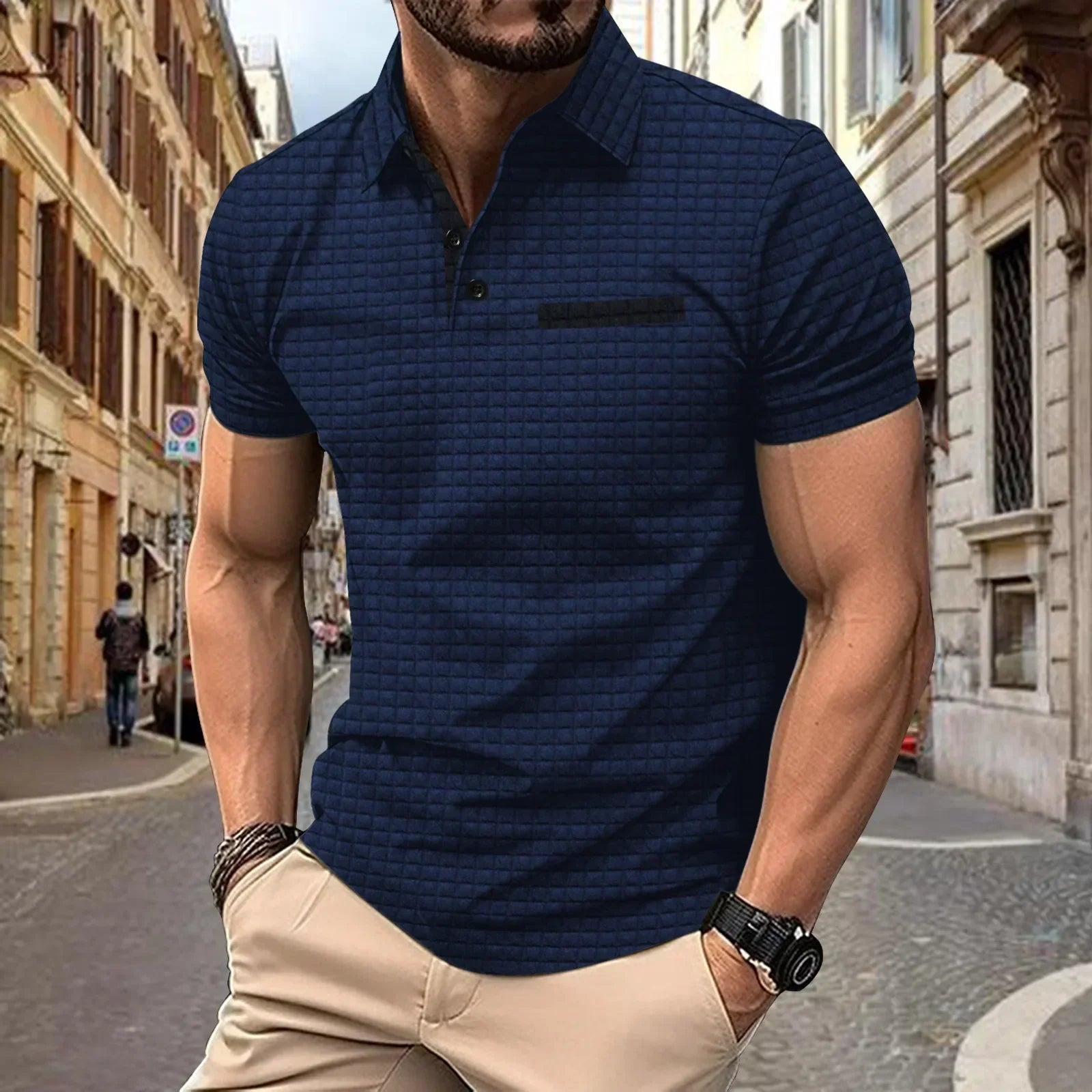 Matteo - Polo Texturé Manches Courtes Moderne Homme