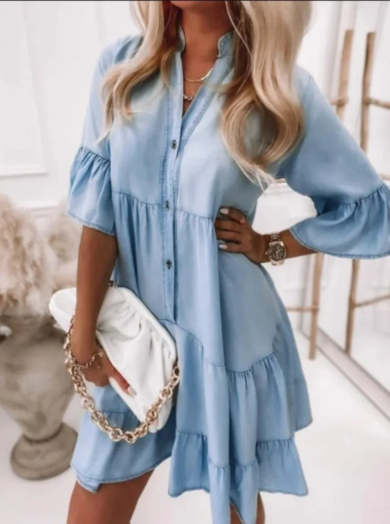 Margaux - Robe D'Été Denim Chic