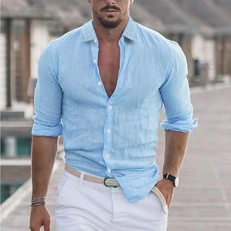 Sander - Chemise en Lin pour Hommes - Respirant - Style Décontracté-1