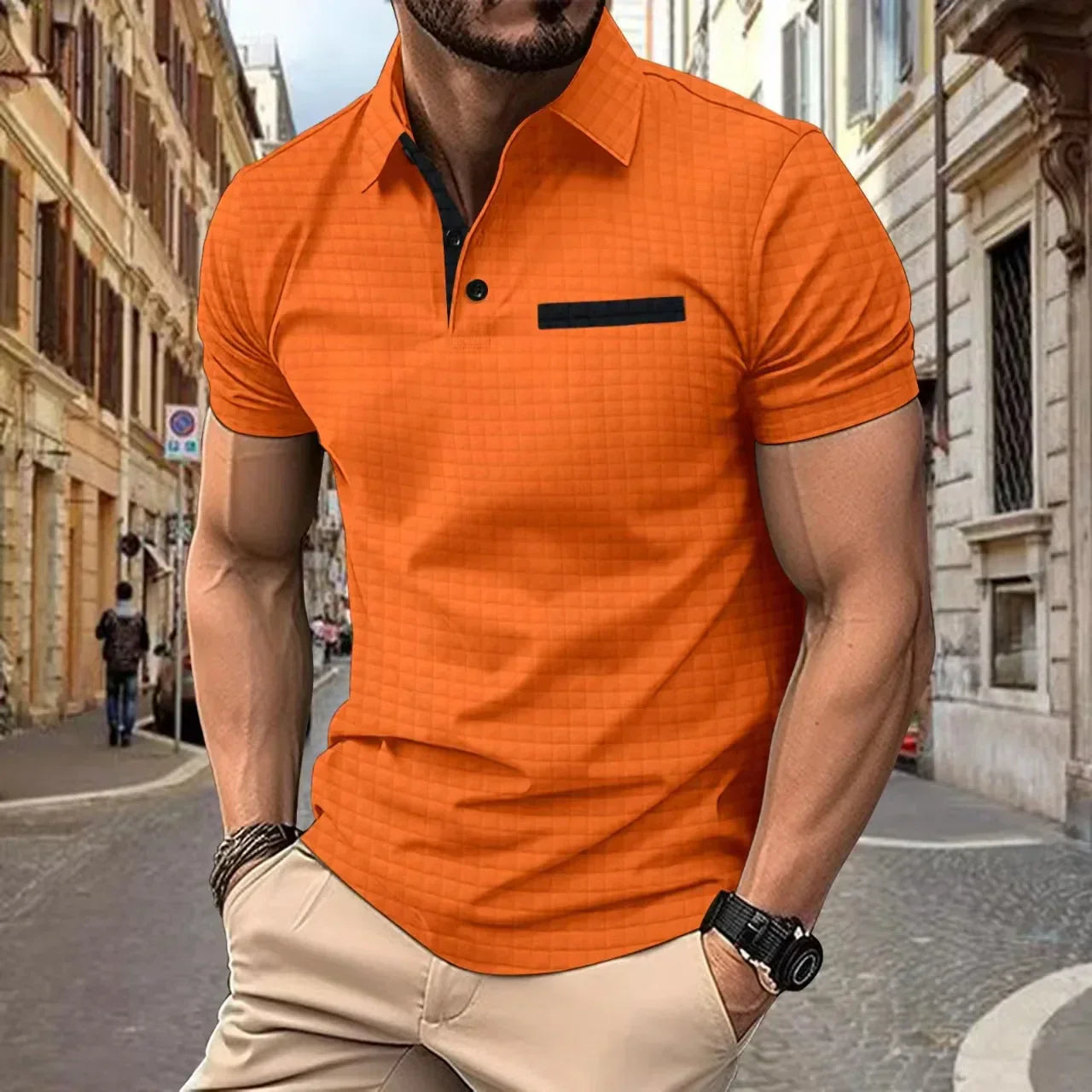 Matteo - Polo Texturé Manches Courtes Moderne Homme