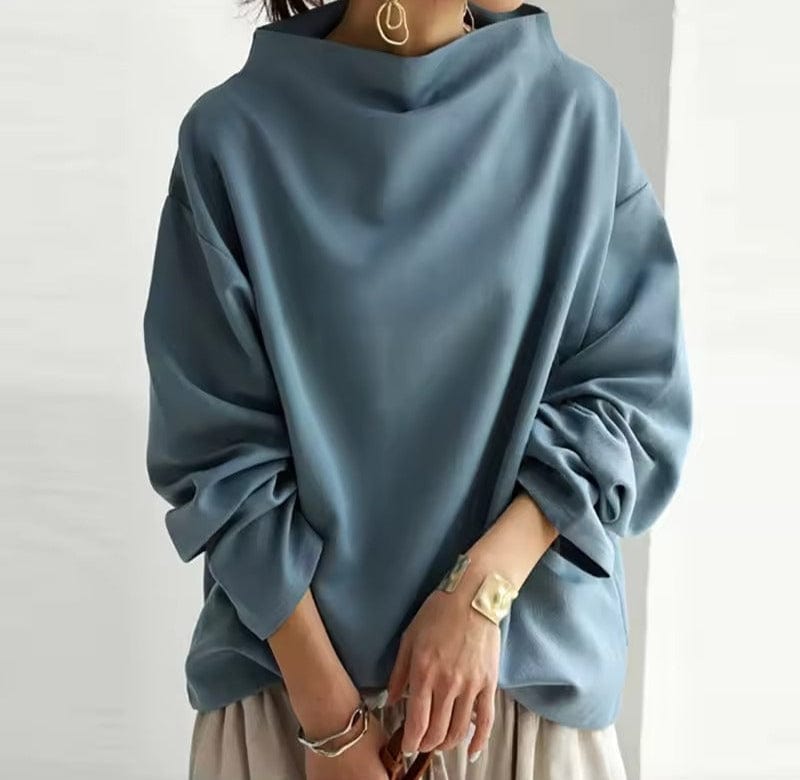 Nathalie - Blouse Élégante Oversize Col Montant