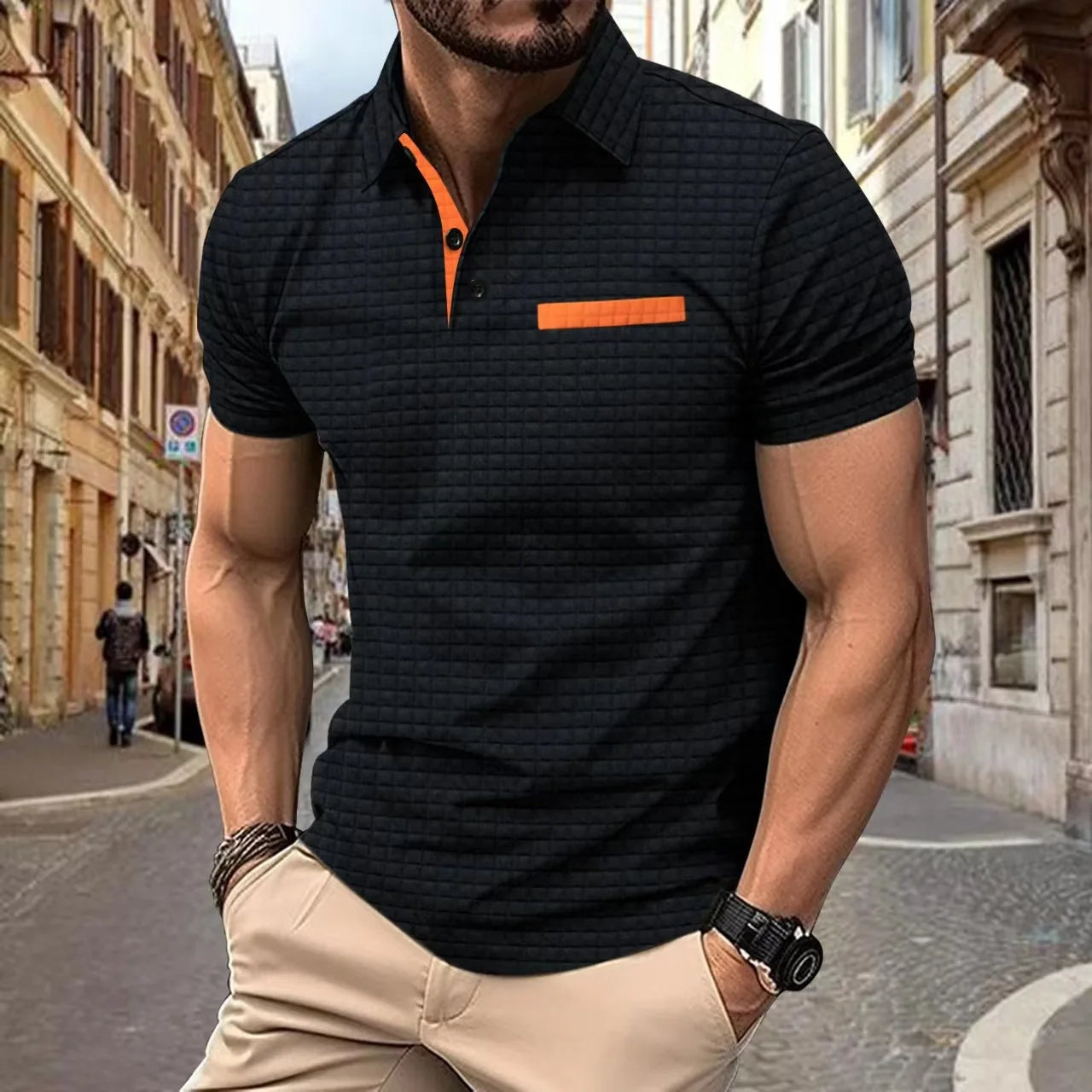 Matteo - Polo Texturé Manches Courtes Moderne Homme