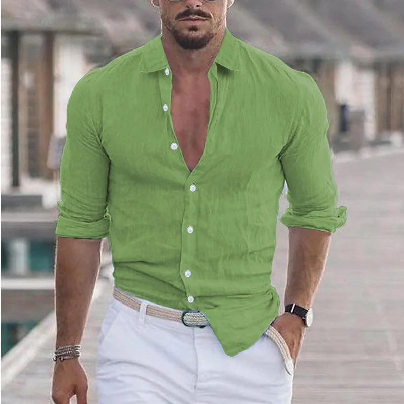 Image variante pour Sander - Chemise en lin pour hommes - Respirante - Style décontracté-43