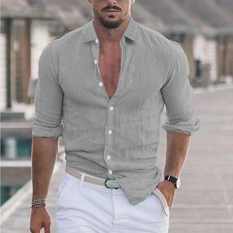 Sander - Chemise en Lin pour Hommes - Respirant - Style Décontracté-6