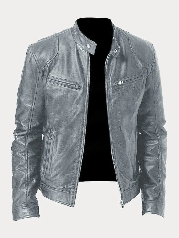 Julien - Veste Moderne Cuir Ajustée Zippée