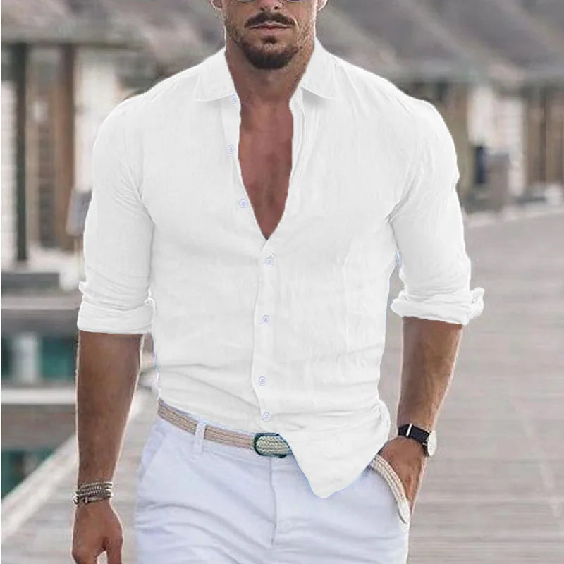 Sander - Chemise en Lin pour Hommes - Respirant - Style Décontracté-4