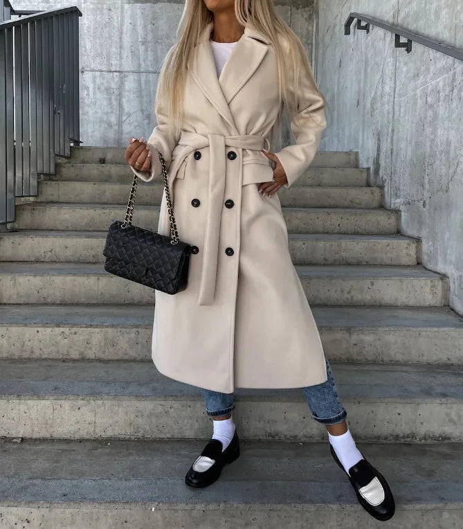 Caroline | Manteau Élégant Croisé Ceinturé