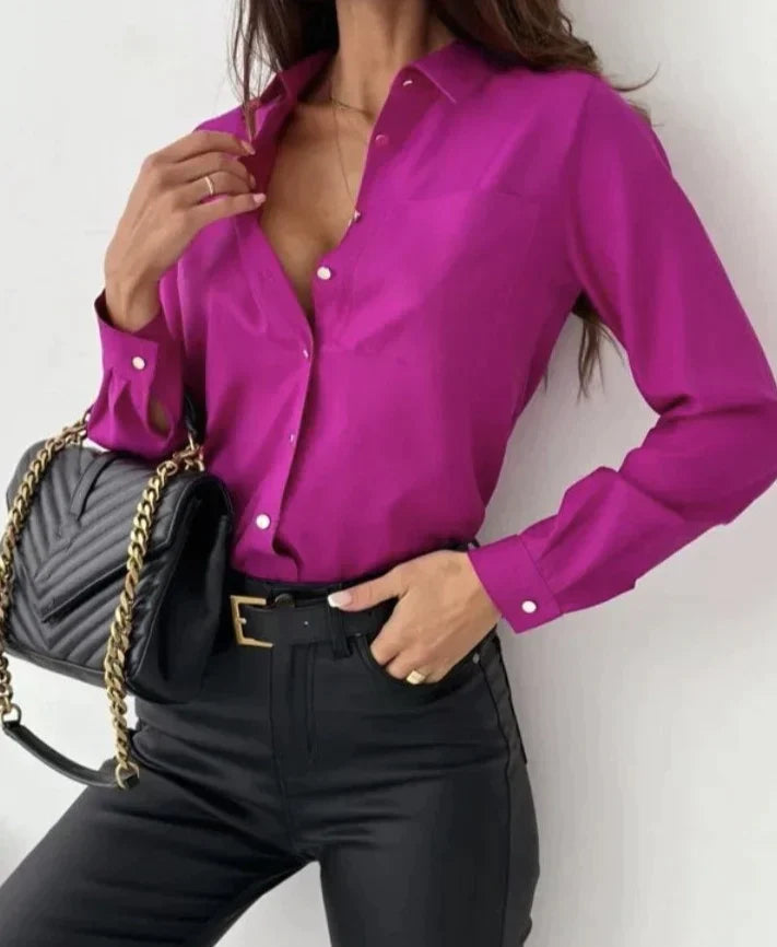 Blouse Femme En Satin Manches Longues - Anaïs