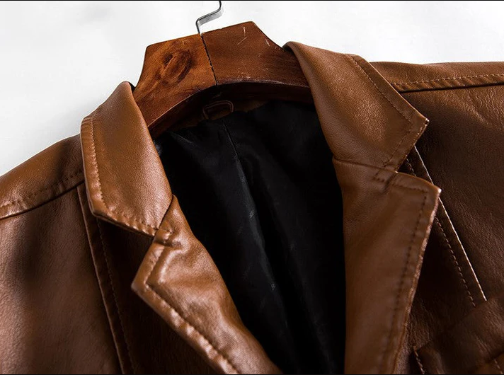 Victor – Manteau en simili cuir pour homme avec boutons élégants et poches pratiques