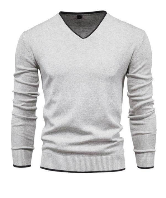 Bastien – Pull slim-fit à col en V en argent sterling