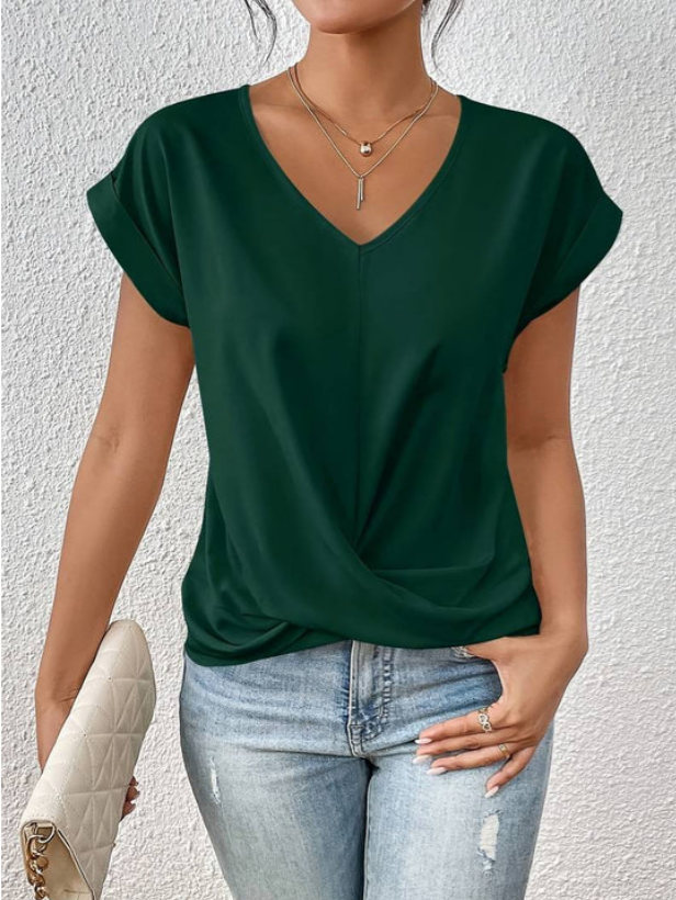 T-Shirt Femme Col V Manches Courtes Fluide - Eva