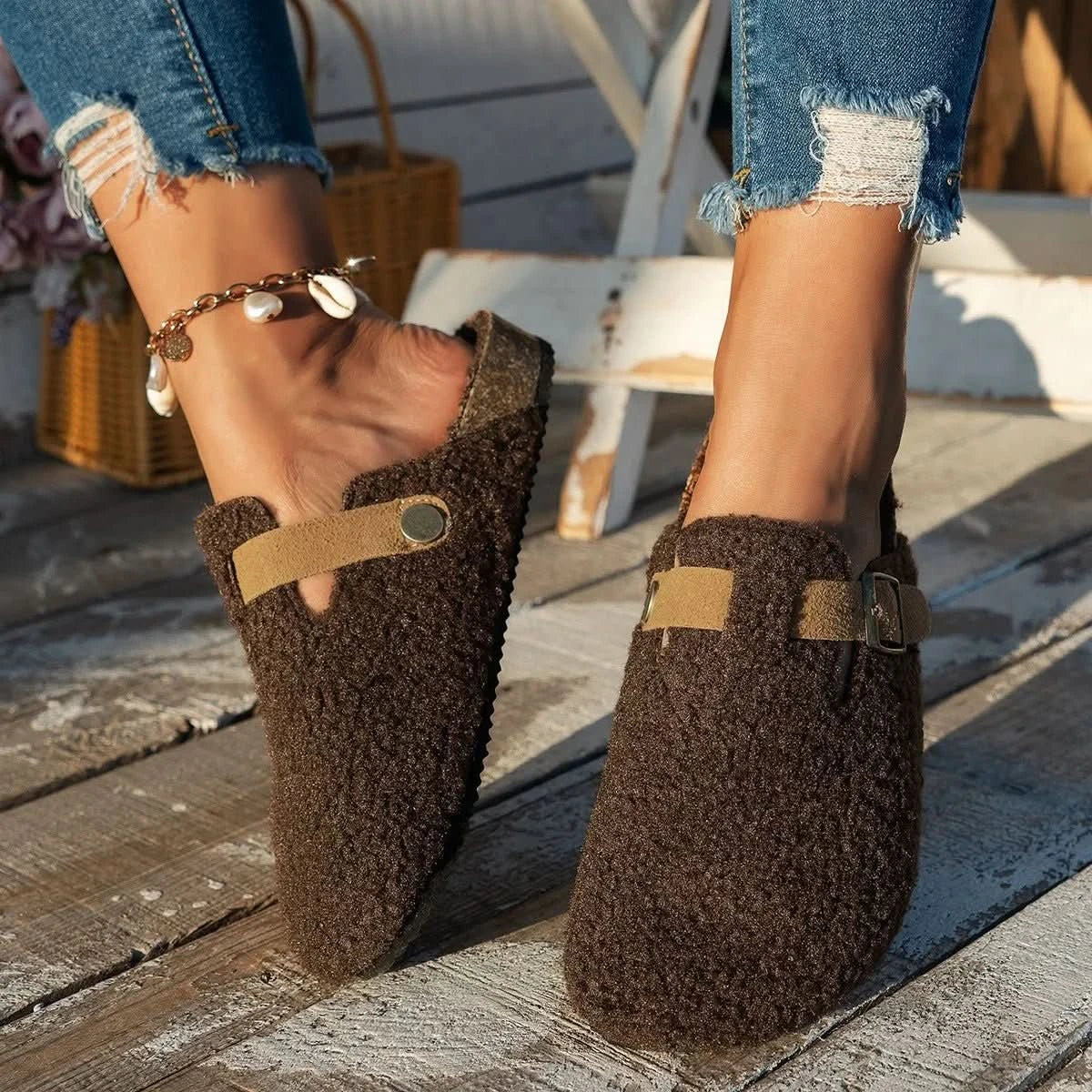Odille - Chaussons en laine confort femme