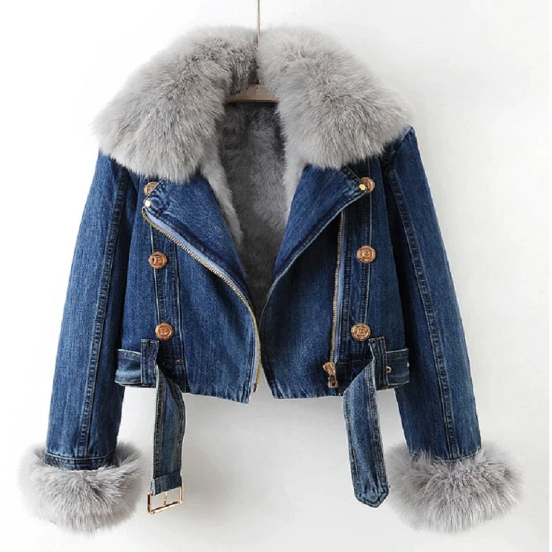 Véronique - Manteau Chic Jean Fourrure