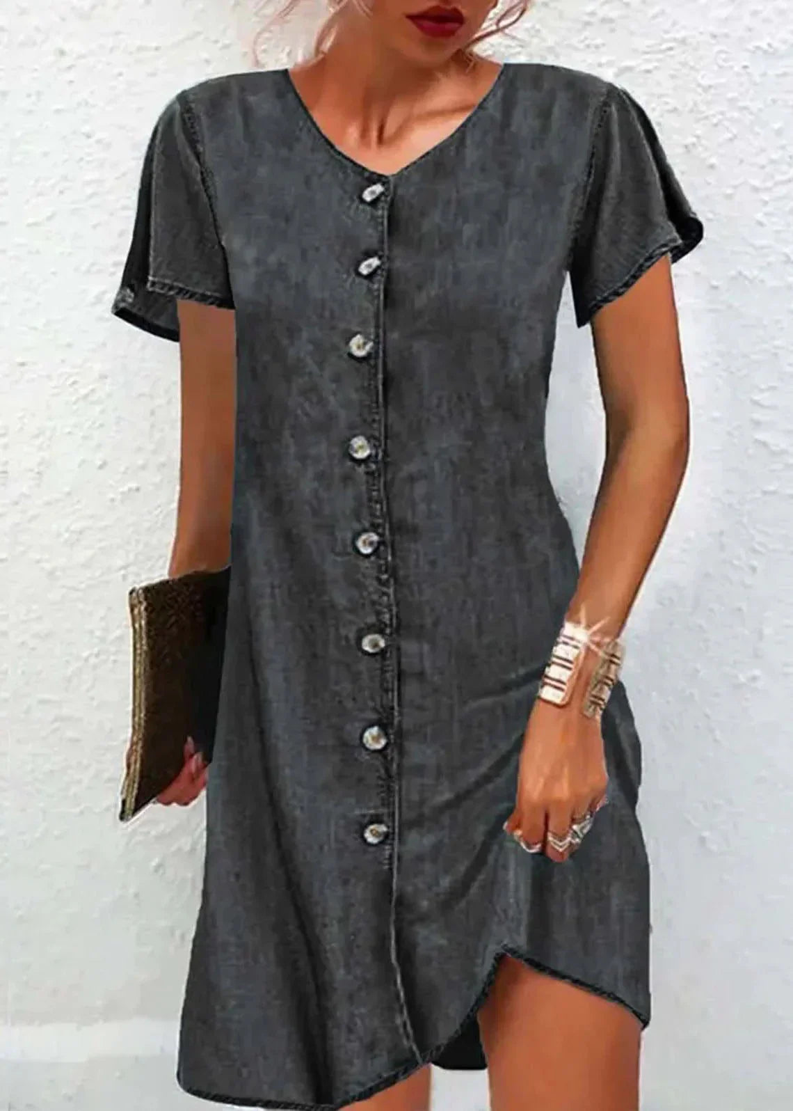 Ursula - Robe Simple en Denim Bleu