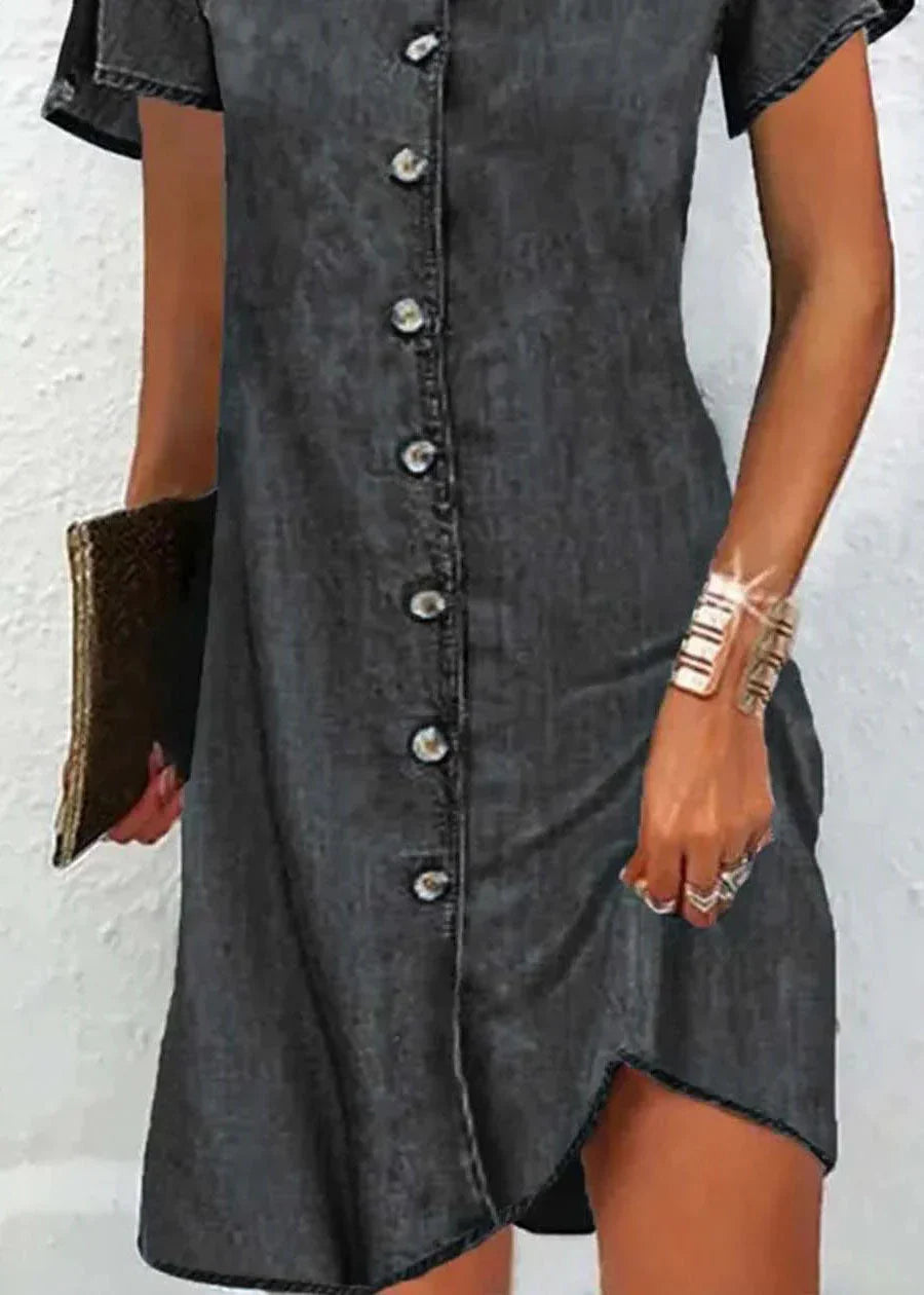 Ursula - Robe Simple en Denim Bleu