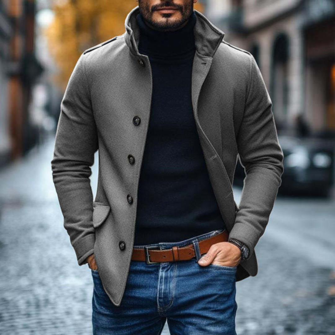 Vincent - Veste Élégante Ajustée Col Montant