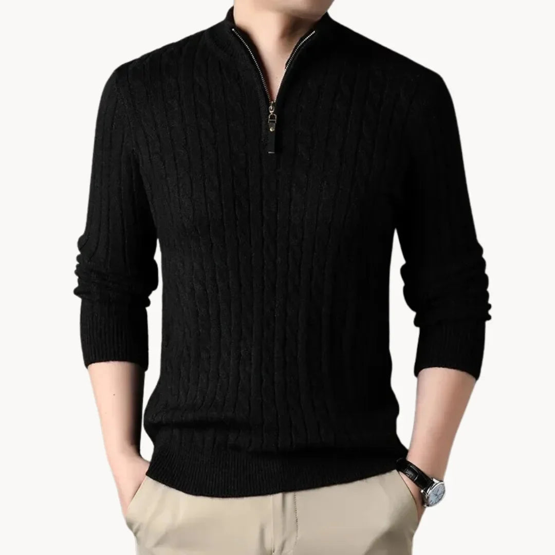 Marc - Pull Classique Torsadé Col Zippé