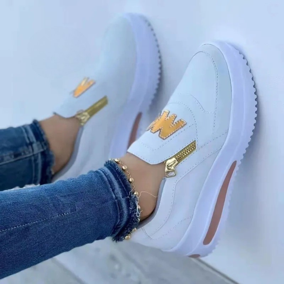 Élena - Sneakers tendance - Semelle épaisse, Fermeture éclair, Femme