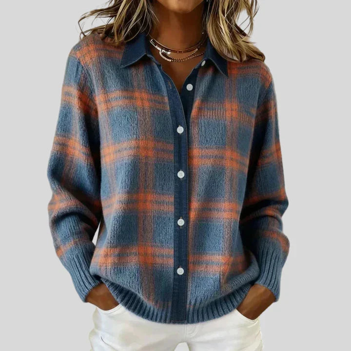 Françoise | Cardigan Chic Imprimé Carreaux